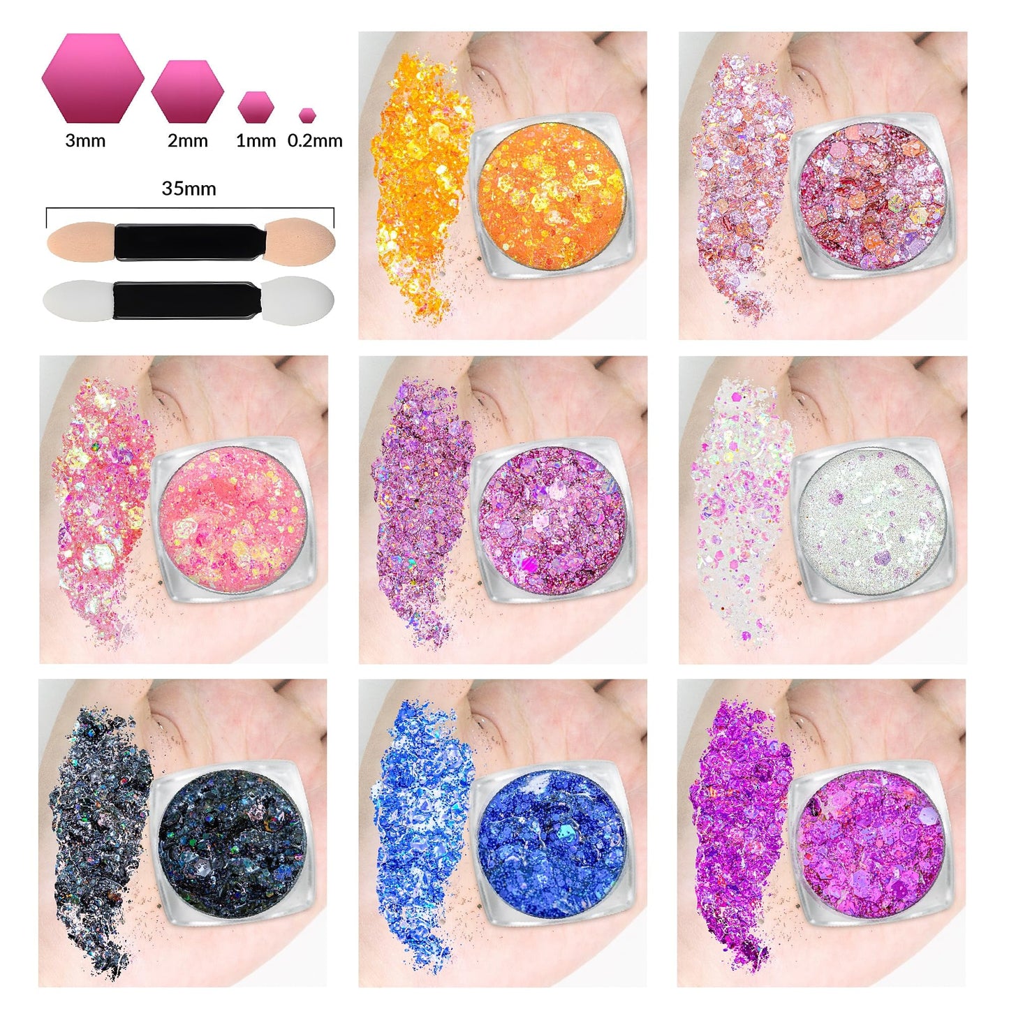 Body Glitter Face Glitter Makeup Festival Glitter, 20 Colors Face and Body Glitter Gel, Hair Glitter Gel, Body Makeup