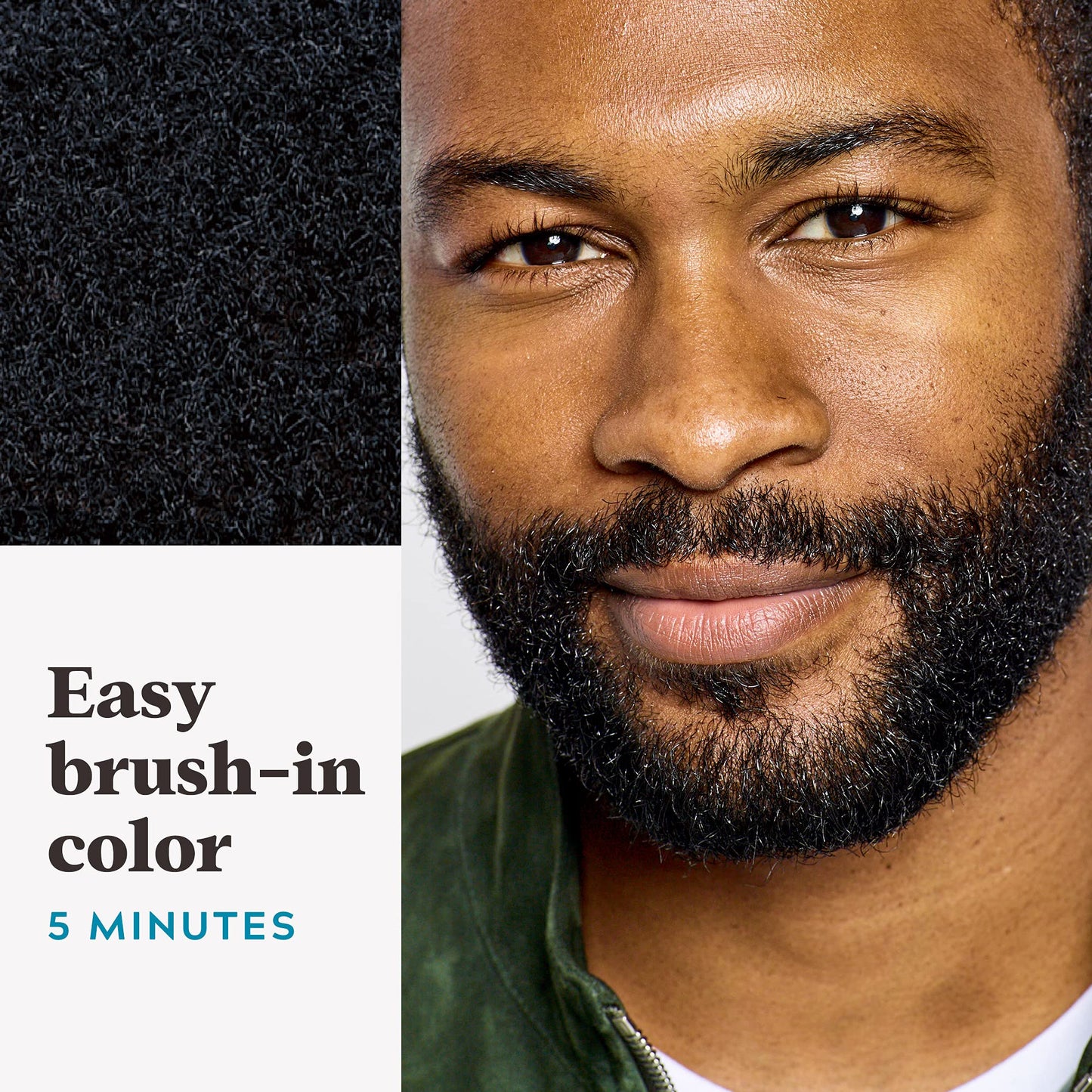 Just For Men Mustache & Beard, Beard Coloring for Gray Hair with Brush, With Keratin Biotin Aloe and Coconut Oil for Healthy Facial Hair - Jet Black