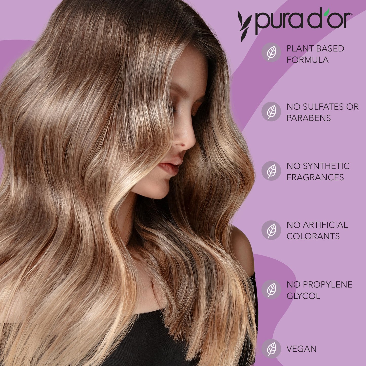 PURA D'OR Purple Shampoo & Conditioner (16oz x 2) ColorHarmony Biotin Set For Bleached, Blonde, Silver & Color Treated Hair - Keratin, Bamboo Fiber