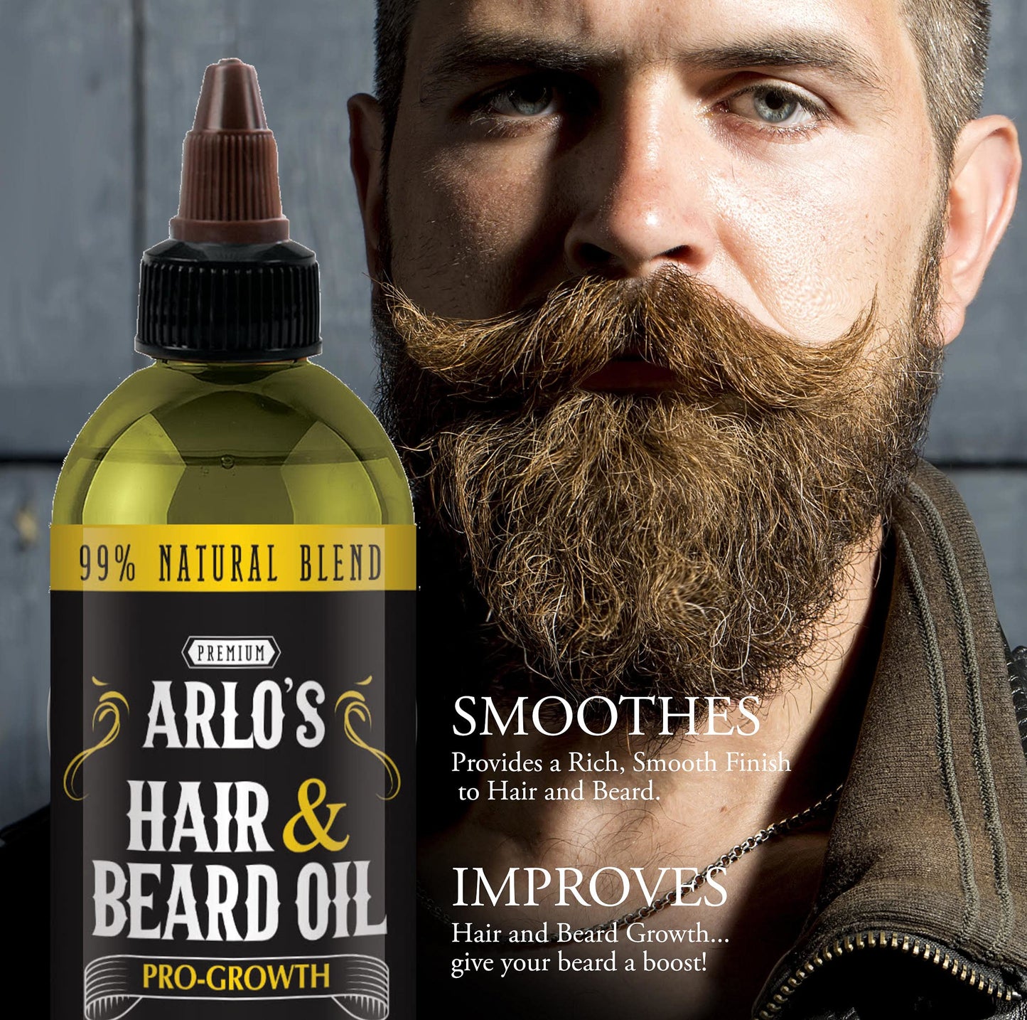 Arlo's Pro-Growth Hair and Beard Oil 8 oz. - Hair Oil, Mustache Oil and Beard Oil Growth