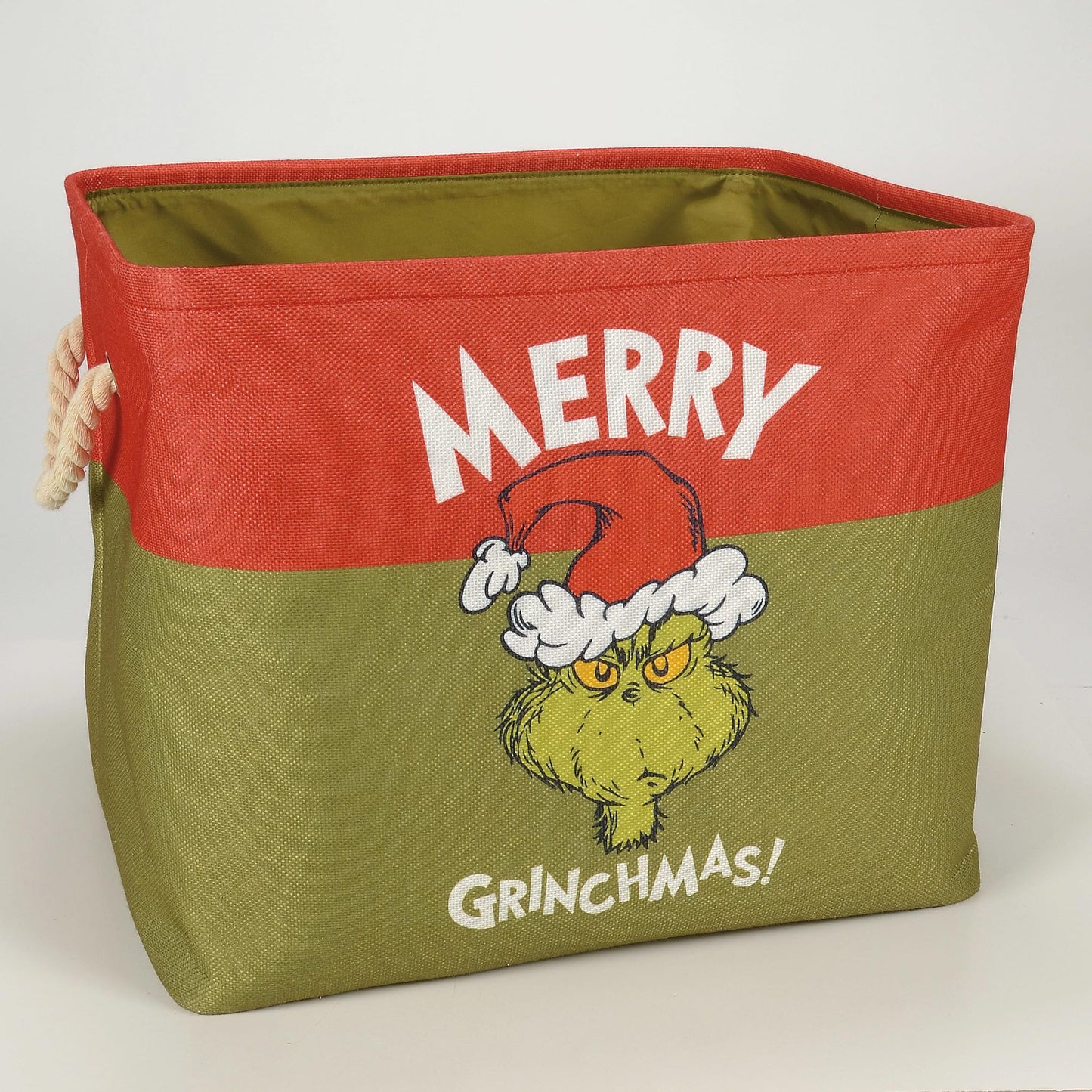 Department 56 Snowpinions Dr. Seuss Merry Grinchmas Gift Tote Storage Bin, 17 by 14 Inch, Multicolor
