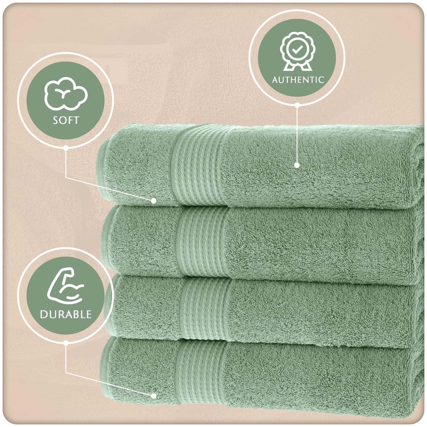 MAURA Basics Performance Bath Towels 100% Turkish Cotton with Hook Loops. Extra Large Luxury Absorbent Plush Towel Sets for Bathroom, Daily Use…