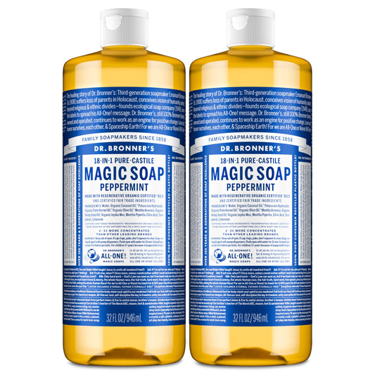 Dr. Bronner's Pure-Castile Magic Liquid Soap- Made with Regenerative Organic Oils- For Body, Face, Hair, Dishes, Pets, Laundry Natural, Vegan, Non-GMO