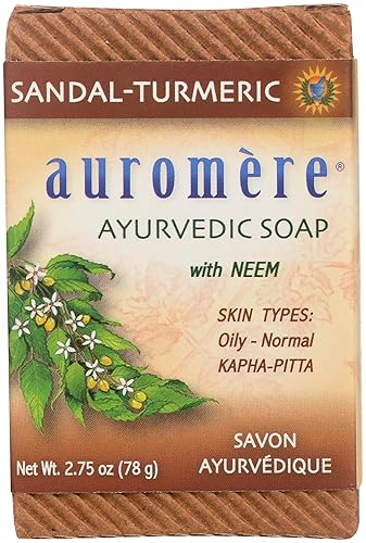Ayurvedic Bar Soap Sandal-Turmeric by Auromere - All Natural Handmade and Eco-friendly Bar Soap for Sensitive Skin - 2.75 oz
