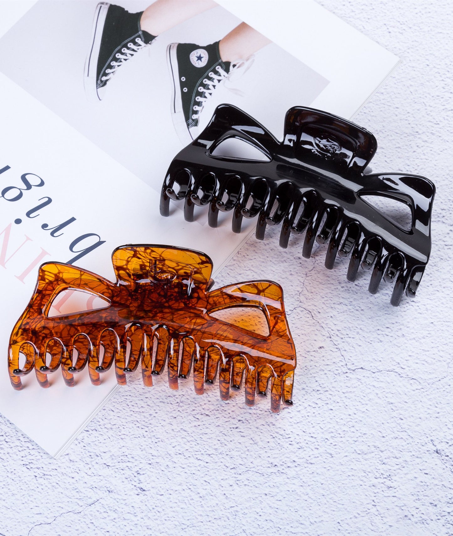 Prettyou Thick Hair Super Large Clips Crystal Plastic Claw Clamps Hairgrips Clips Accessories for Women, 2 pack. (A)