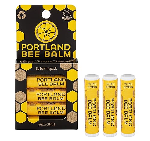 Portland Bee Balm All Natural Handmade Beeswax Based Lip Balm, Yuzu Citrus 3 Count