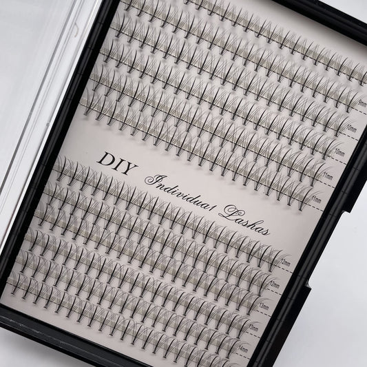 IECILI Individual Lashes Natural Lash Clusters 240pcs 8-14mm Mixed Pack /12 Roots/C Curl /0.07mm Thickness/Faux Mink Diy Lash Extensions (C Curl