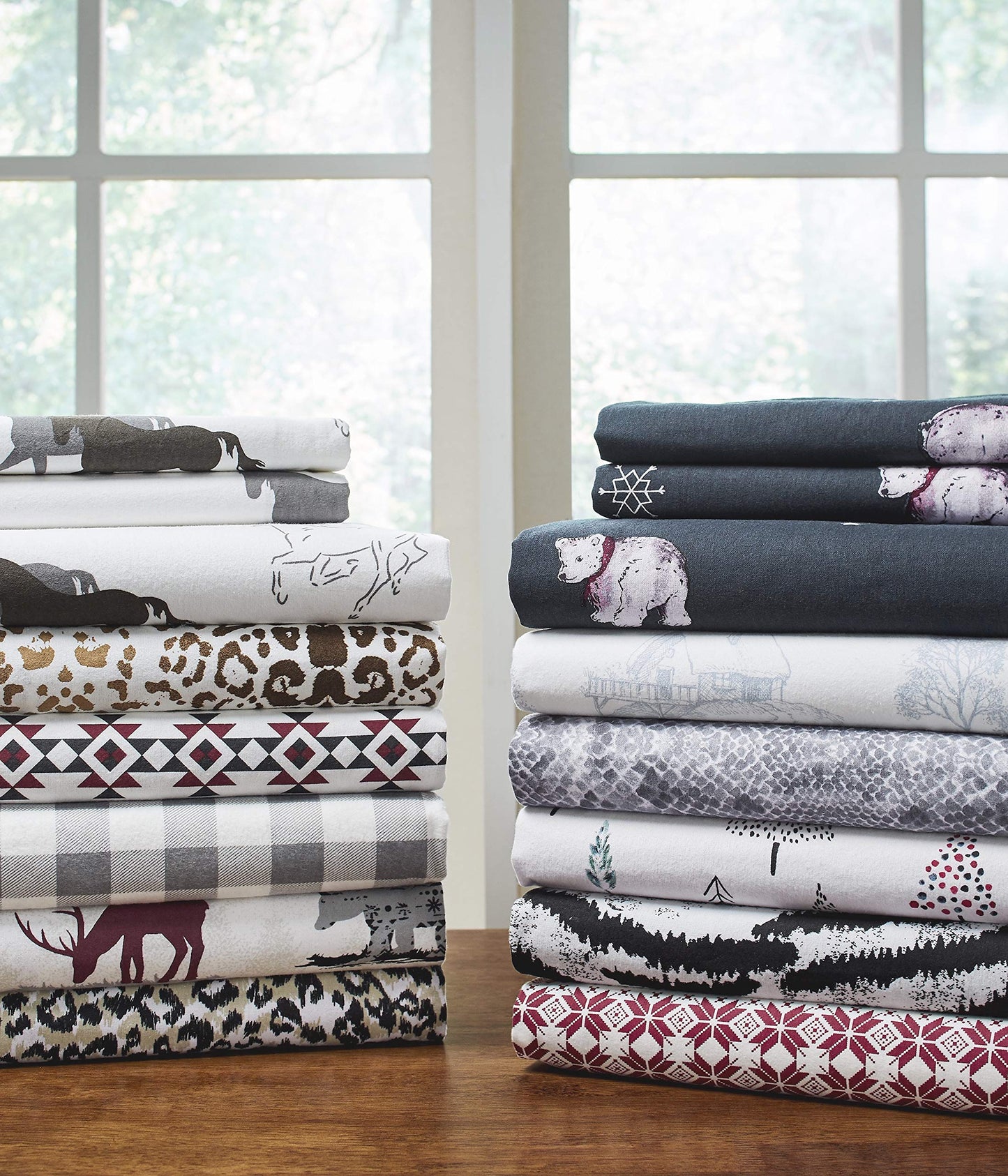 Pointehaven 180 GSM 100% Cotton Flannel Sheet Set - Cal King, Pine Tree Red - Warm & Cozy - Pre-Shrunk -Deep Pockets - Elastic All Around-Comfy Double