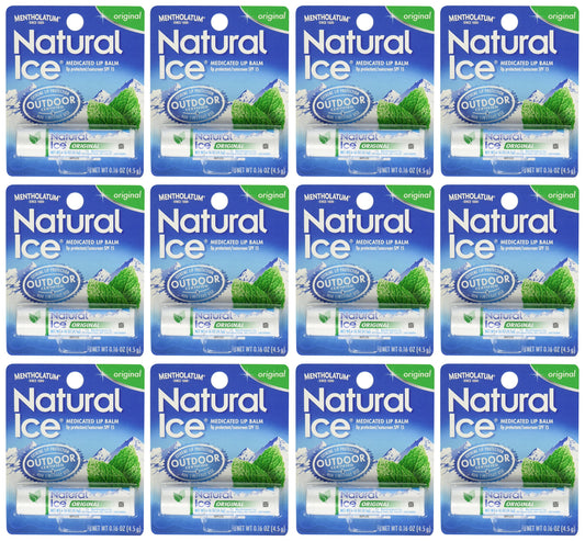 Mentholatum Natural Ice Medicated Lip Protectant Sunscreen, 0.16 Ounce (Pack of 12) Beauty and Personal Care Ever Ready First Aid
