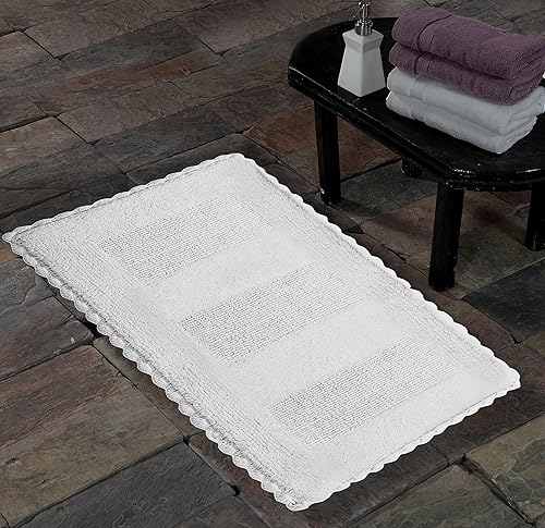 Saffron Fabs Crochet Lace Border bathroom Rug 50x30 Inches White