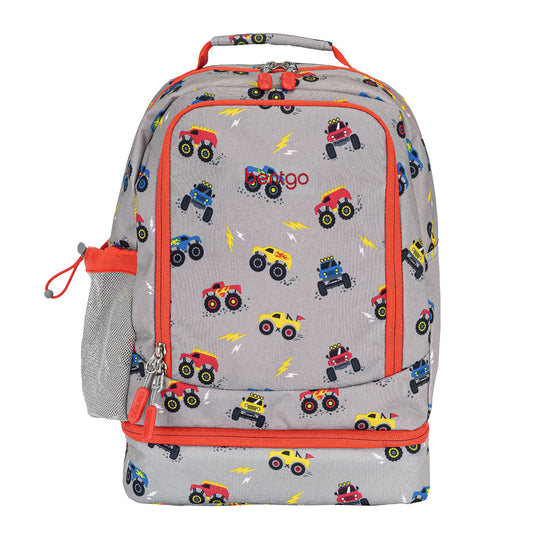 Bentgo Kids 2-in-1 Backpack & Insulated Lunch Bag - Durable 16” Backpack & Lunch Container in Unique Prints for School & Travel - Water Resistant, Padded & Large Compartments (Trucks)