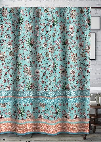 Greenland Home Barefoot Bungalow Audrey Bath Shower Curtain, Turquoise