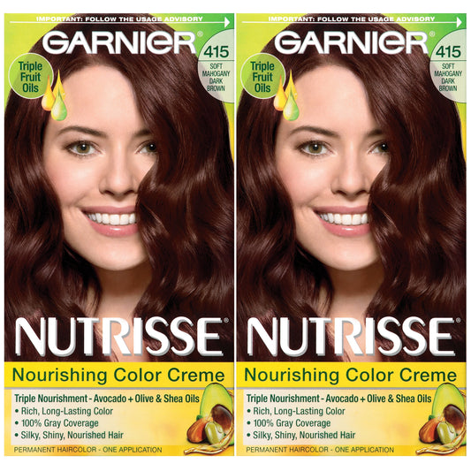 Garnier Hair Color Nutrisse Nourishing Creme, 415 Soft Mahogany Dark Brown (Raspberry Truffle), 2 Count Beauty & Personal Care Garnier