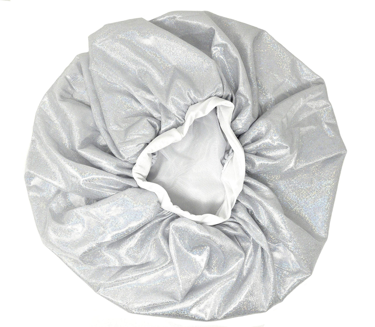 Holographic Extra Jumbo Nightcap Twinkle Deluxe Luxury Wide Band Sleep Cap Bonnet Hat for Hair Silver