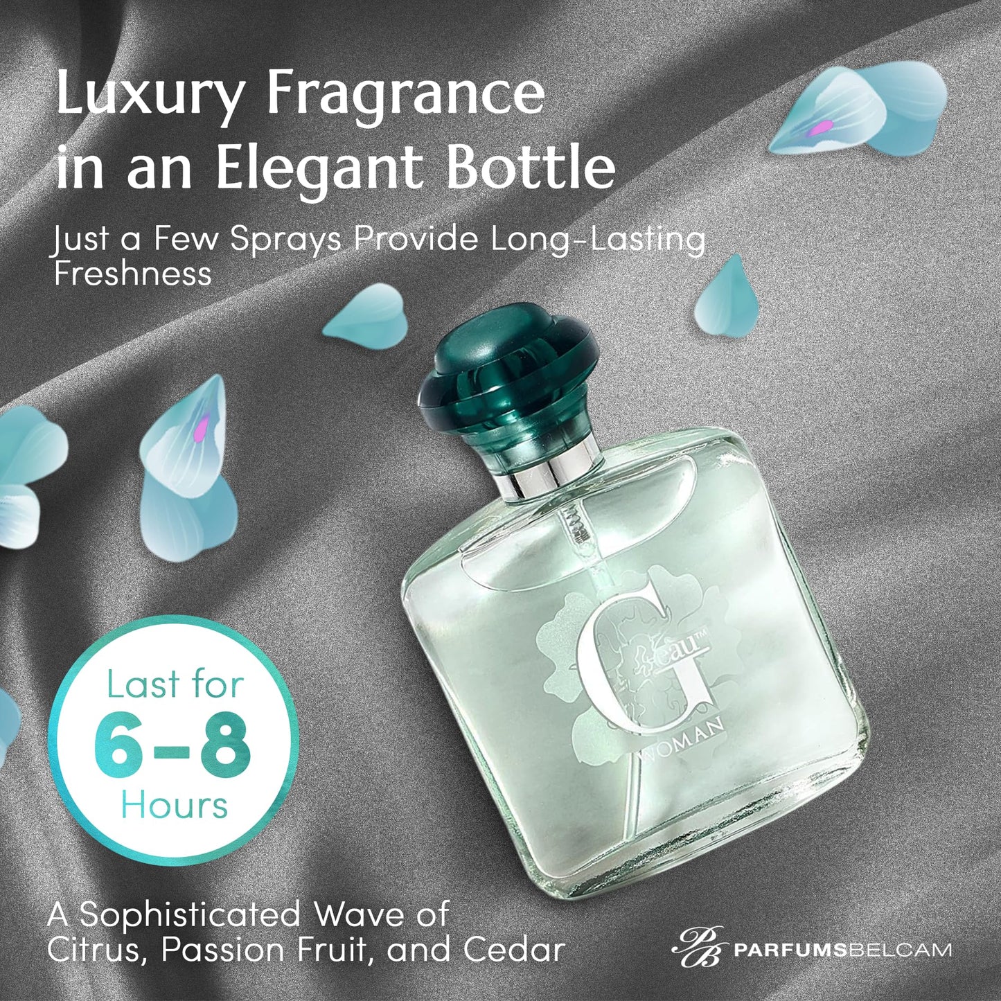 PB ParfumsBelcam G eàu Woman Eau De Parfum Spray for Women - 50 mL Affordable Long Lasting Perfume with Fresh Aquatic Fragrance & Chic Citrus Scent