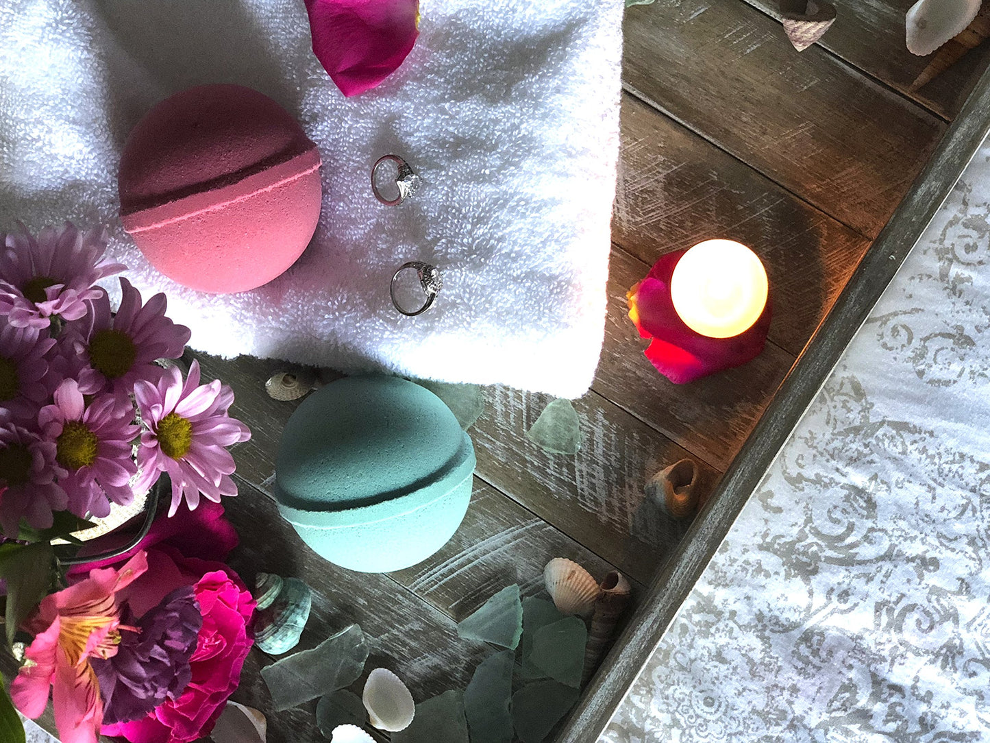 Mermaid Love Potion Bath Bombs Gift Set of 2 with Ring Surprise Inside Each Made in USA