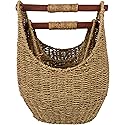 Trademark Innovations 12.2" & 9.4" Seagrass Baskets with Wooden Handles - Set of 2 (Natural)