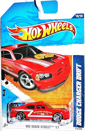Hot Wheels 2011 [Red Watkins Glen Fire Department] Dodge Charger Drift CAR #170/244, HW Main Street #10/10, 1:64 Scale