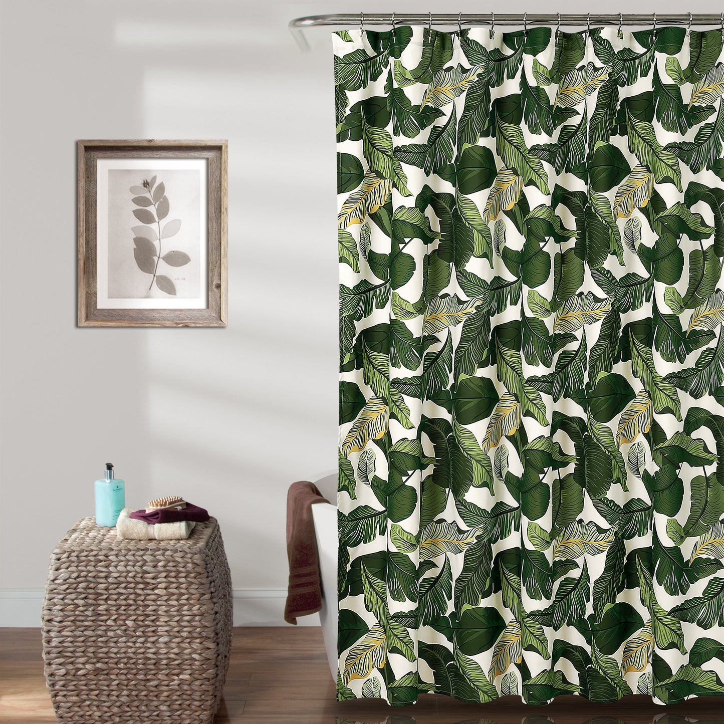 Lush Decor Tropical Paradise Shower Curtain Single 72" W x 72" L Green - Tropical Shower Curtains for Bathroom - Bathroom Curtain - Coastal Decor