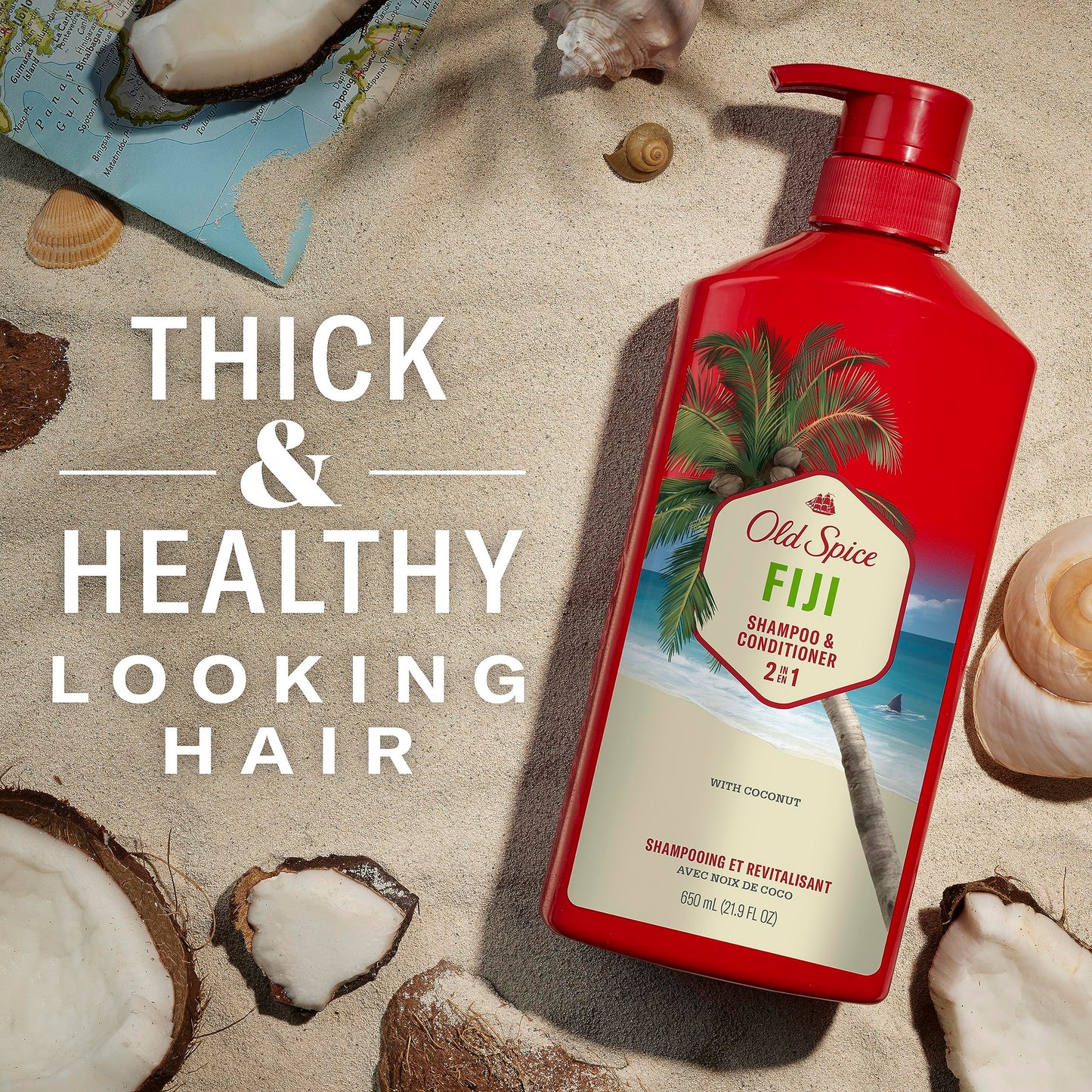 Old Spice Fiji 2-in-1 Shampoo and Conditioner for Men, 22 Fl Oz