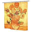 Carnation Home Fashions Sunflowers Fabric Shower Curtain, 72"Lx70"W