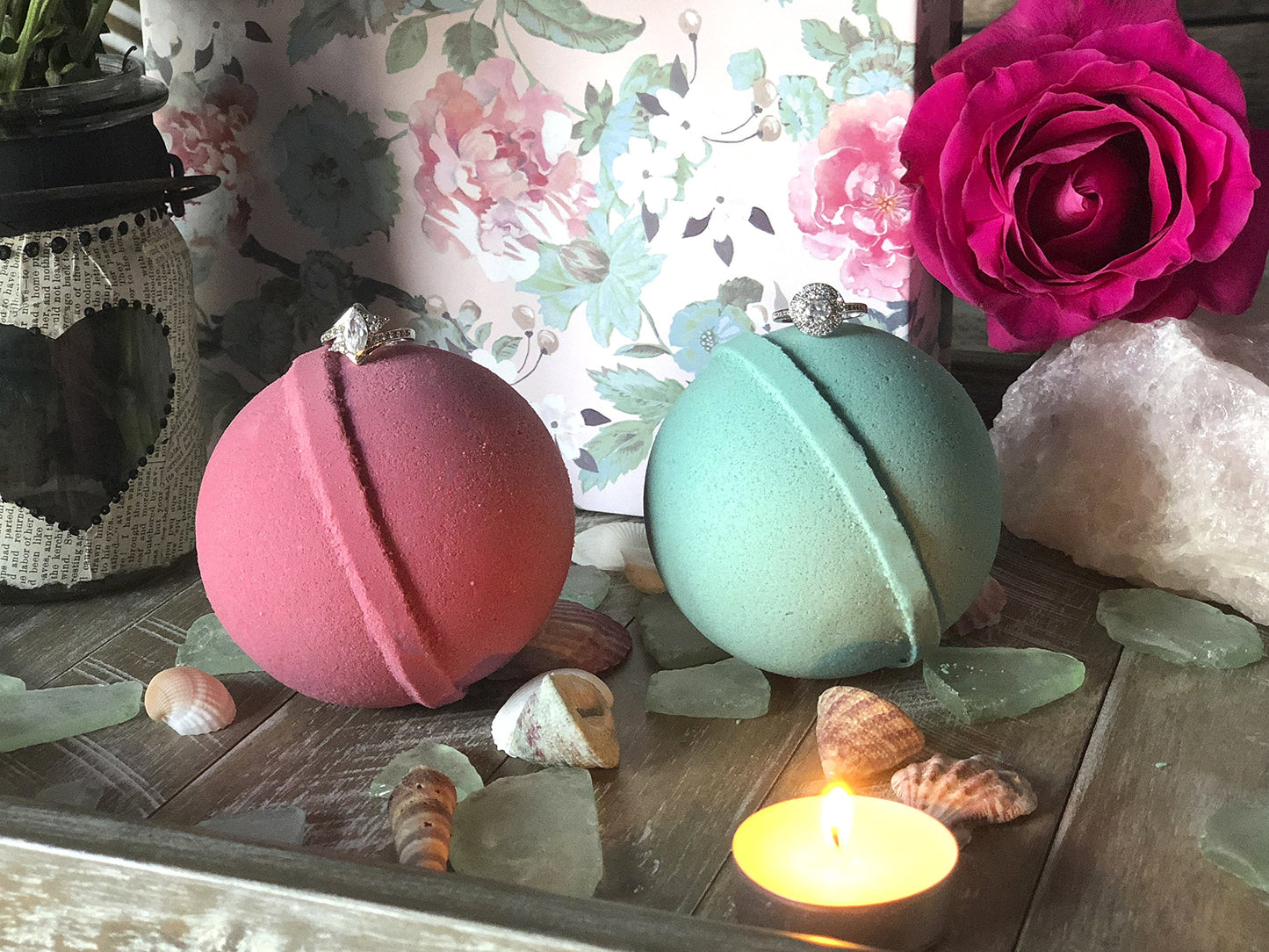 Mermaid Love Potion Bath Bombs Gift Set of 2 with Ring Surprise Inside Each Made in USA