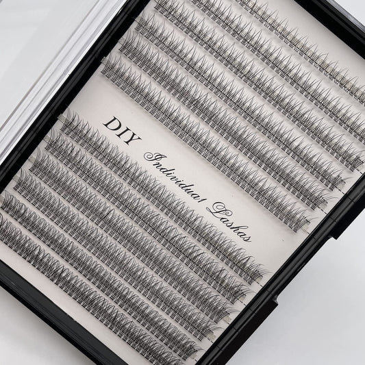 IECILI Individual Lashes/Lash Clusters 480pcs 8-14mm Cluster Eyelash Extensions /12 Roots/C Curl /0.07mm Cluster Lashes/Faux Mink Lash Extensions (C