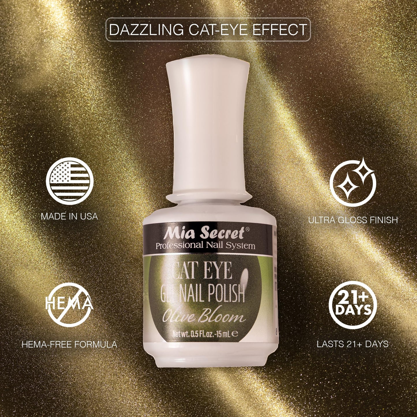 Mia Secret Gel Polish Cat Eyes MADE IN USA DIY or Salon (Olive Bloom, 0.5) Beauty & Personal Care Mia Secret