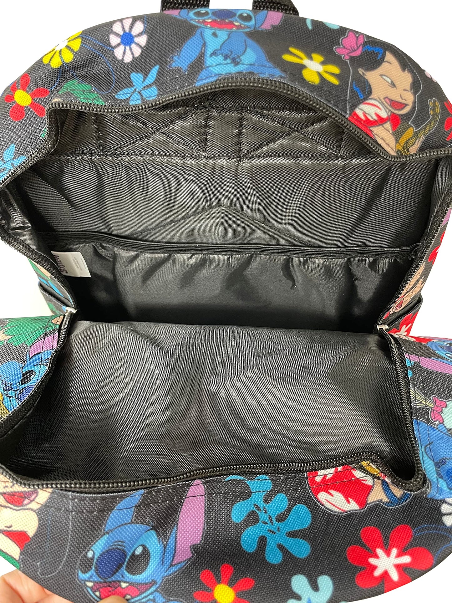 Disney Lilo and Stitch Dance Together Allover Print Black 16 inch Girls Large School Backpack