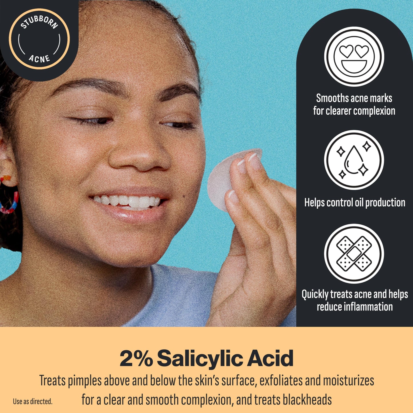 Oxy 3-IN-1 Acne Facial Cleansing Pads, Maximum Strength 2% Salicylic Acid Stubborn Acne Treatment, Controls Oil, Unclogs Pores, Smooths & Brightens