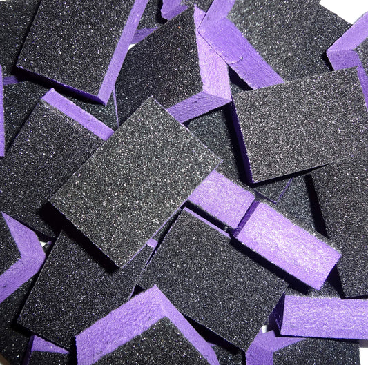 PrettyClaw | 40pc Mini Disposable Nail Buffer Blocks 80/80 Black Grit Purple Buffing Sanding Nail File 2 Sided