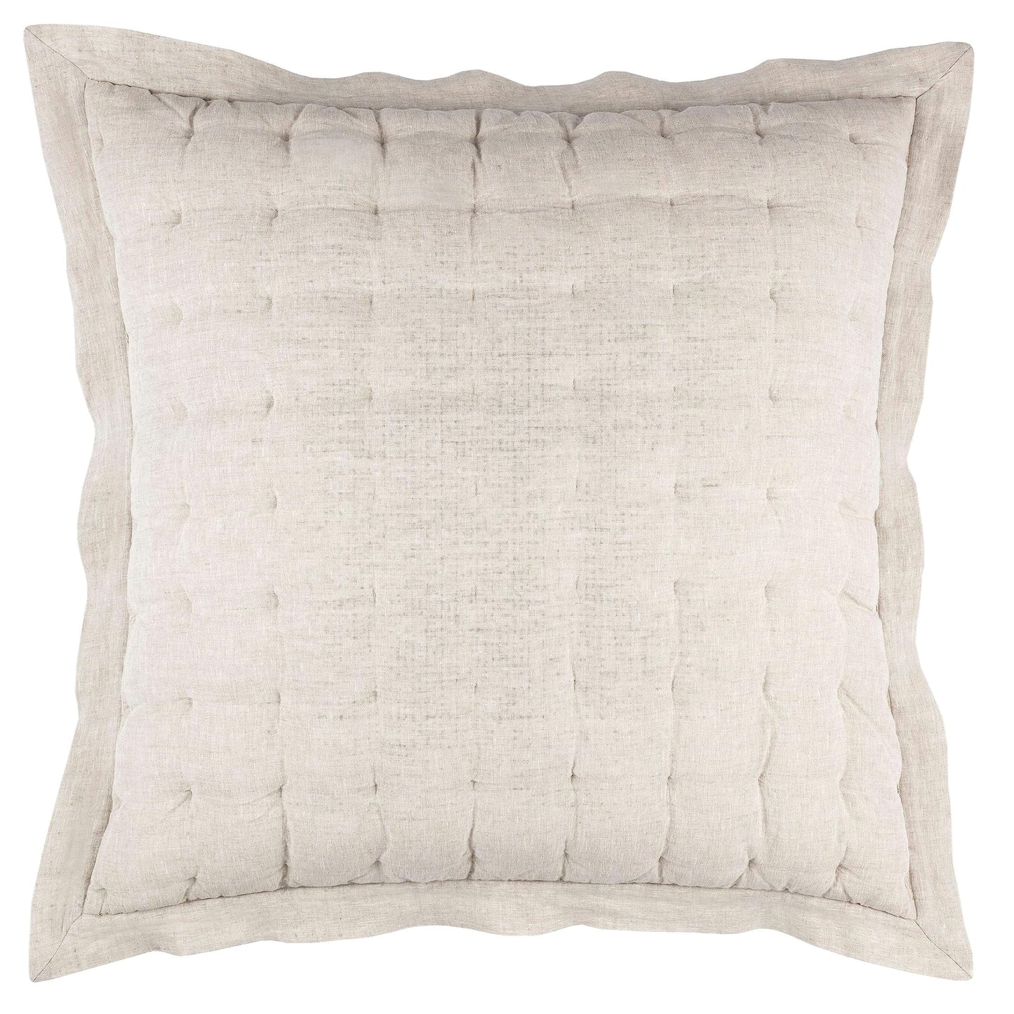 Pine Cone Hill Lush Linen Natural Puff Pillow Sham, Euro Size, Neutral Solid Pattern