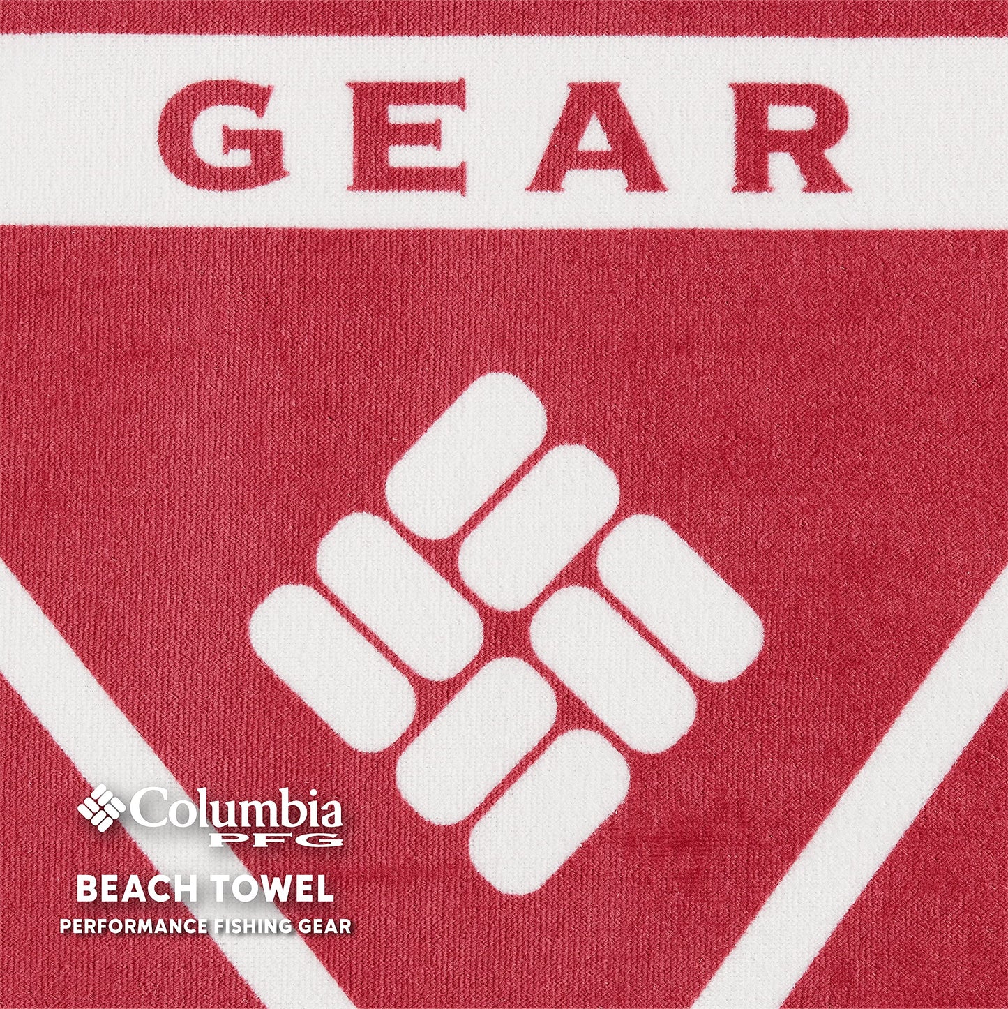 Columbia PFG Beach Towel - 100% Organic Cotton - Low Lint - Color Safe for Beach and Pool - Fade Resistant - 36 X 72 Inches - Sunset Red