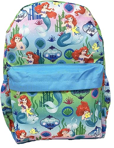 Disney Princess Ariel Mermaid Ariel Allover Print 16" Girls Large Backpack