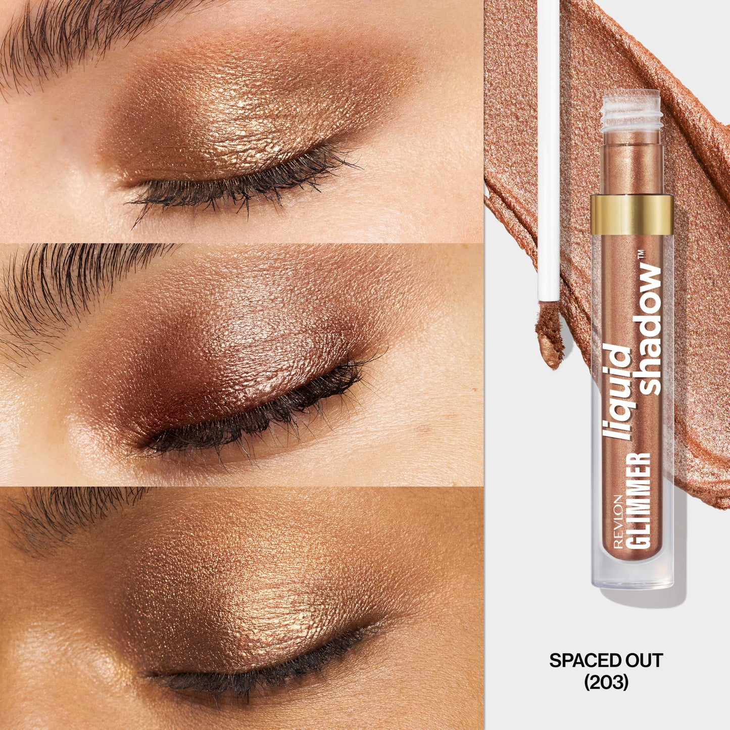 REVLON Glimmer Liquid Shadow, Smudge-Proof Shimmer Eyeshadow Makeup, Long Lasting, High Pigment, 203 Spaced Out