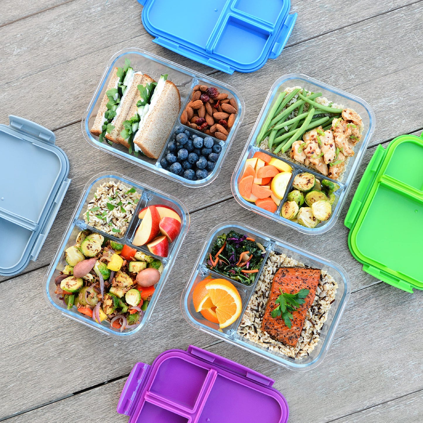 Bentgo Glass Lunch Box - Leak-Proof Bento-Style Food Container with Airtight Lid and Divided 3-Compartment Design - 5 Cup Capacity for Meal Prepping…