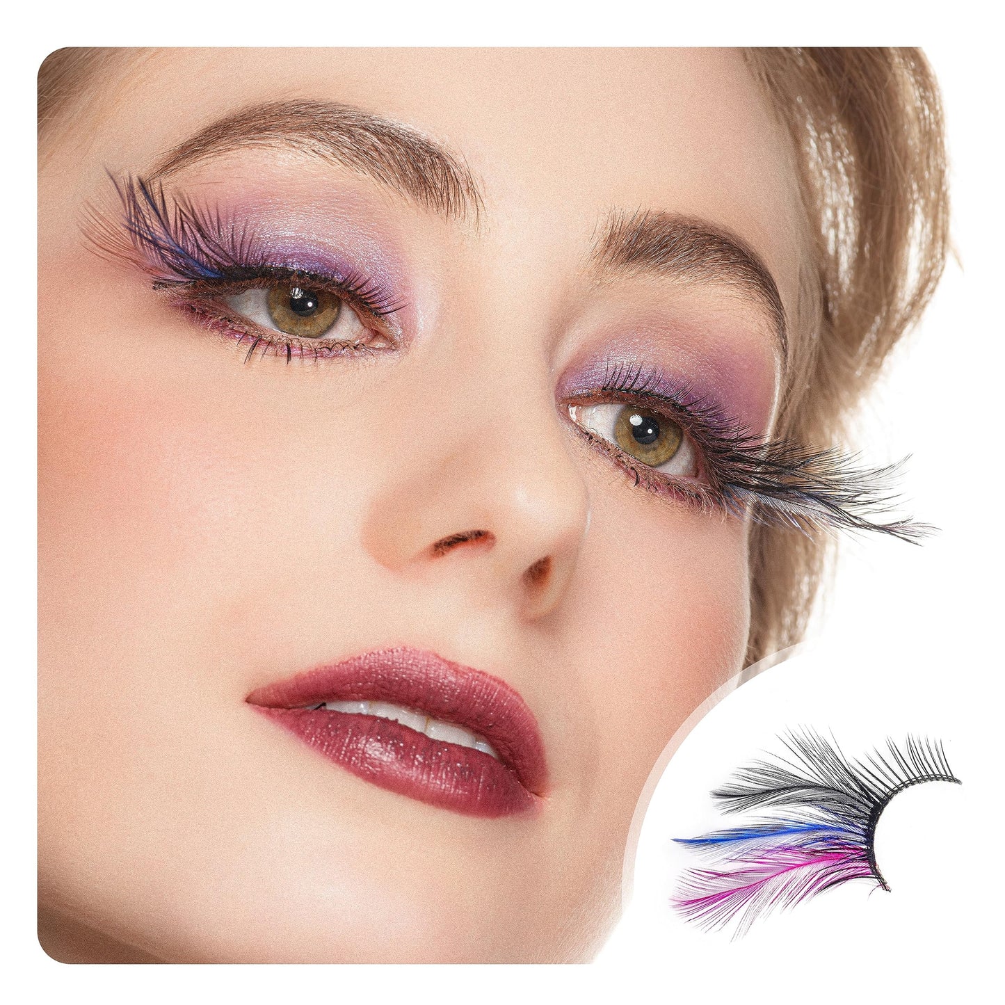 Dorisue Rainbow lashes Black Blue Purple Feather eyelashes Costume halloween eyelashes show False Eyelash Feather lashes Feather extensions for Women…