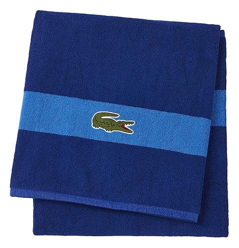Lacoste Logo Bath Towel, 100% Cotton, 650 GSM, 30"x52", Surf Blue