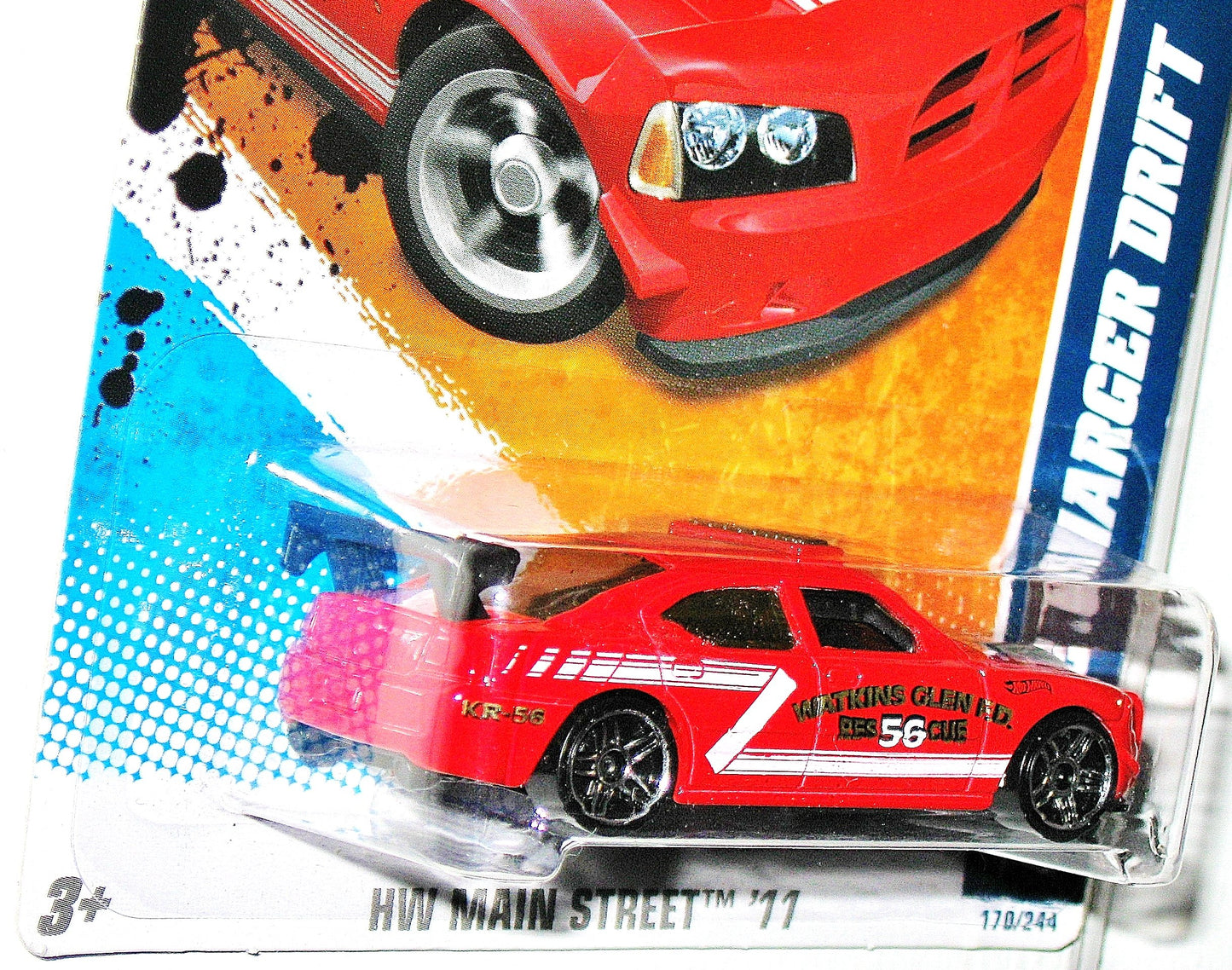 Hot Wheels 2011 [Red Watkins Glen Fire Department] Dodge Charger Drift CAR #170/244, HW Main Street #10/10, 1:64 Scale