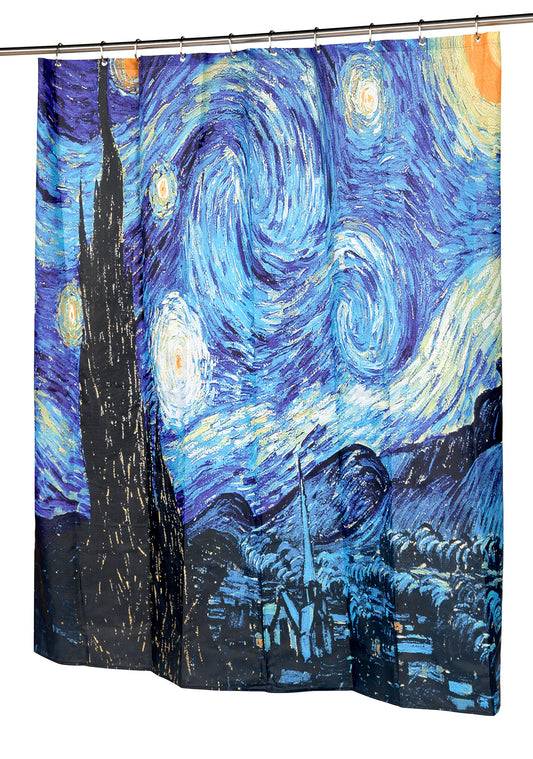 Carnation Home Fashions The Starry Night Fabric Shower Curtain, 72"L x 70"W