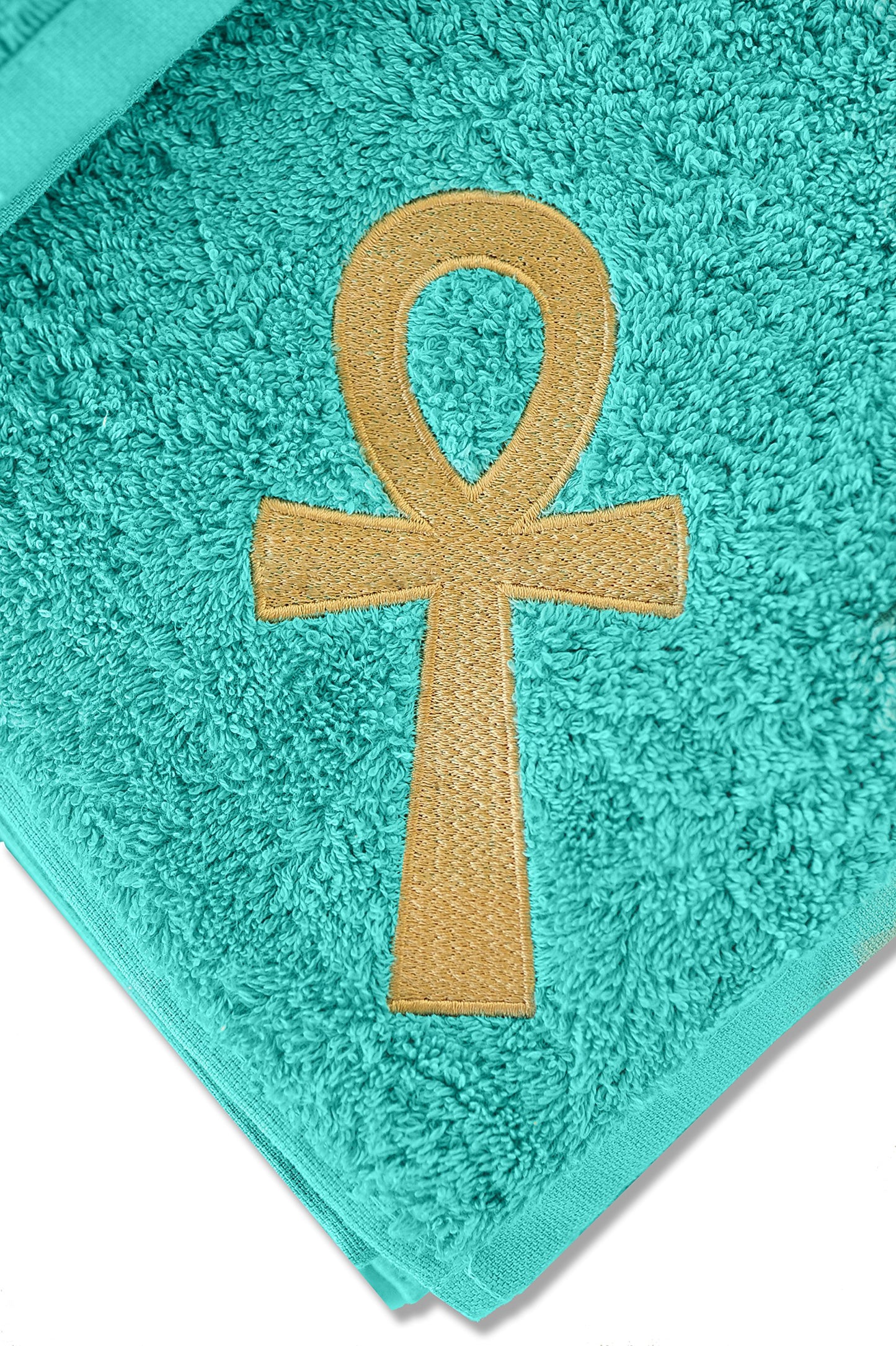 Eastern Touch 600 GSM Egyptian Cotton 6- Piece Towel Set, Ocean Egyptian Key of Life