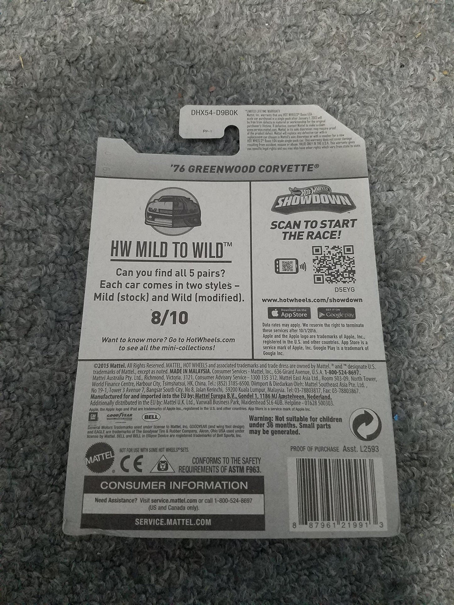 Hot Wheels 2016 HW Mild to Wild '76 Corvette Greenwood 63/250, Black