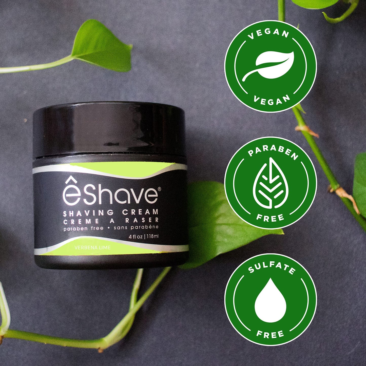 eShave Shaving Cream for Men, Verbena Lime, prevents shaving irritation and razor burn, generates a rich lather for a soft, silky, Smoothest Shave