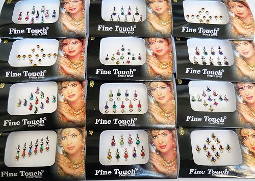 6 Packs- 42 Self-Adhesive Bindis Small to Long Forehead Tika