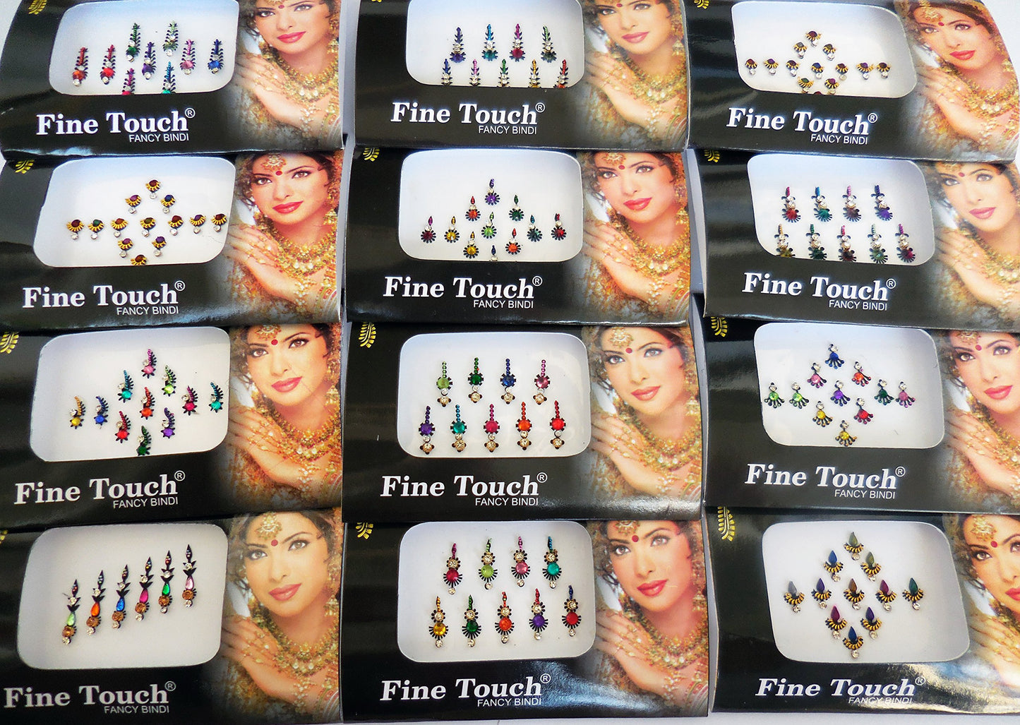 6 Packs- 42 Self-Adhesive Bindis Small to Long Forehead Tika