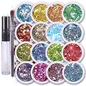 Body Glitter Set for Face & Hair - 16 Colors Fairy Tears Chunky Holographic Festival Glitter Makeup with Glue - Rave, Concert, Euphoria Looks