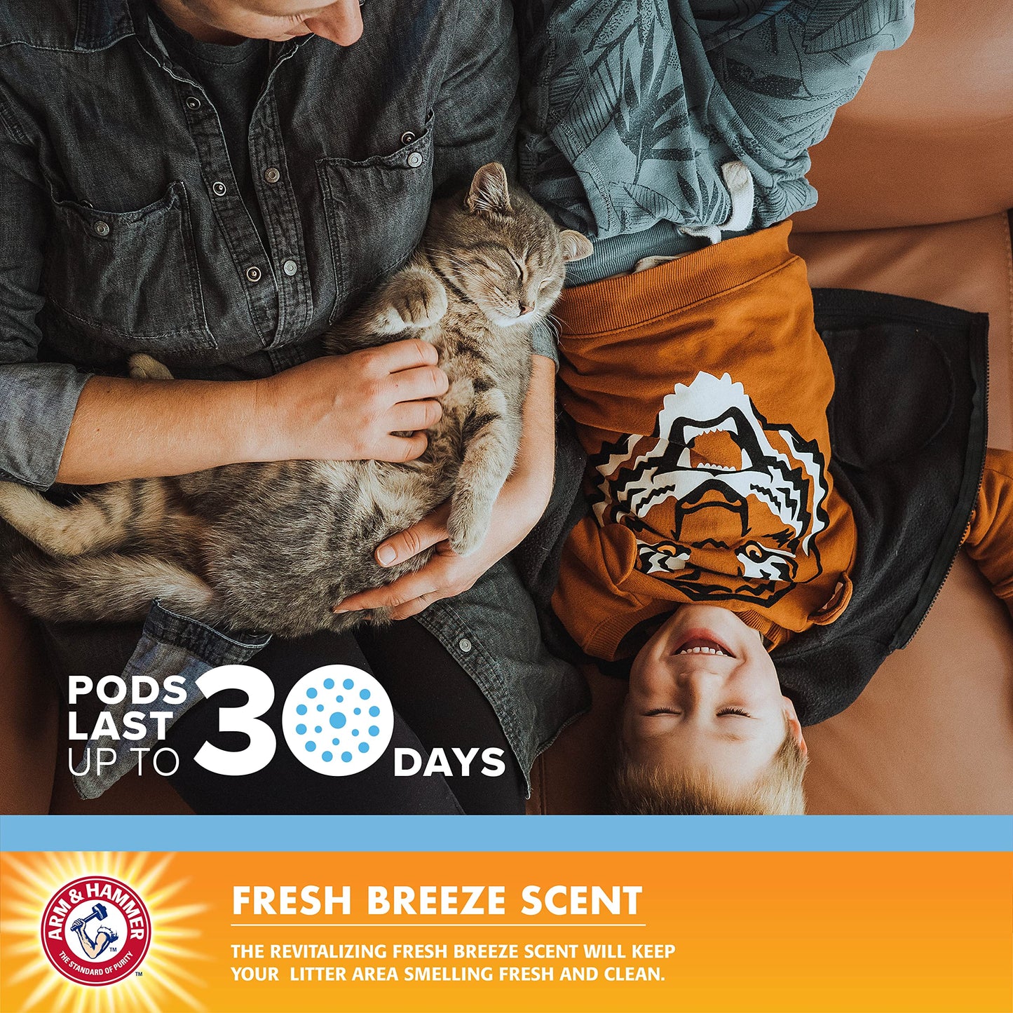 Arm & Hammer Cat Litter Box Deodorizing Pods – 2 Fresh Breeze Scent Adhesive Pods, Fights Odors for a Fresher, Cleaner Litter Box