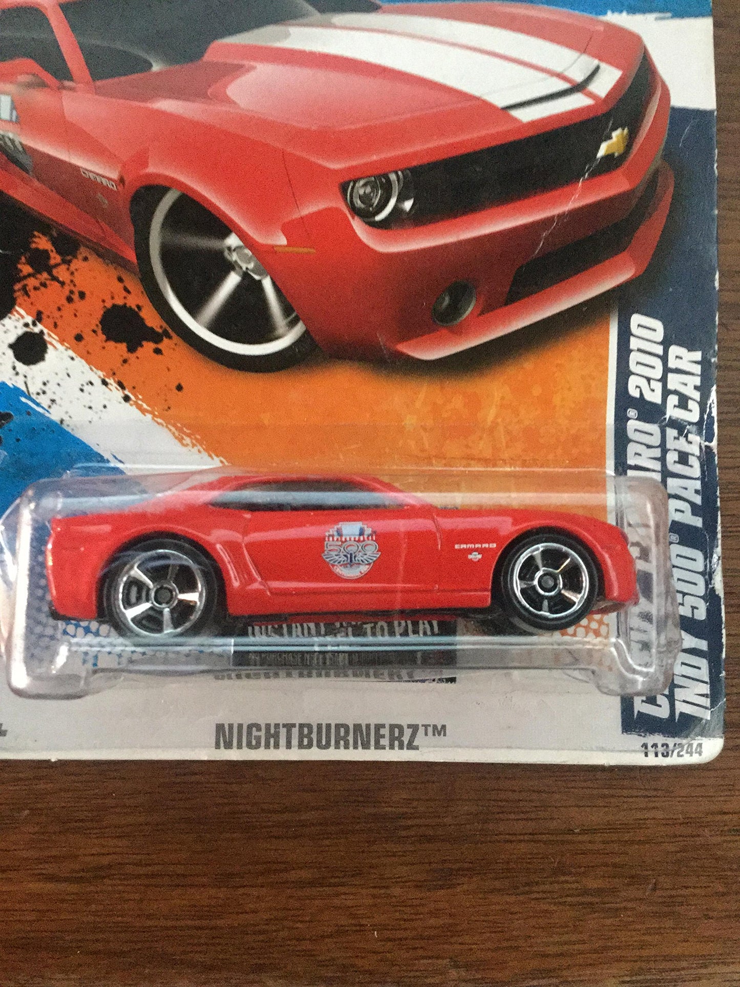 2011 HOT WHEELS NIGHTBURNERZ 3/10 RED CHEVY CAMARO 2010 INDY 500 PACE CAR 113/244